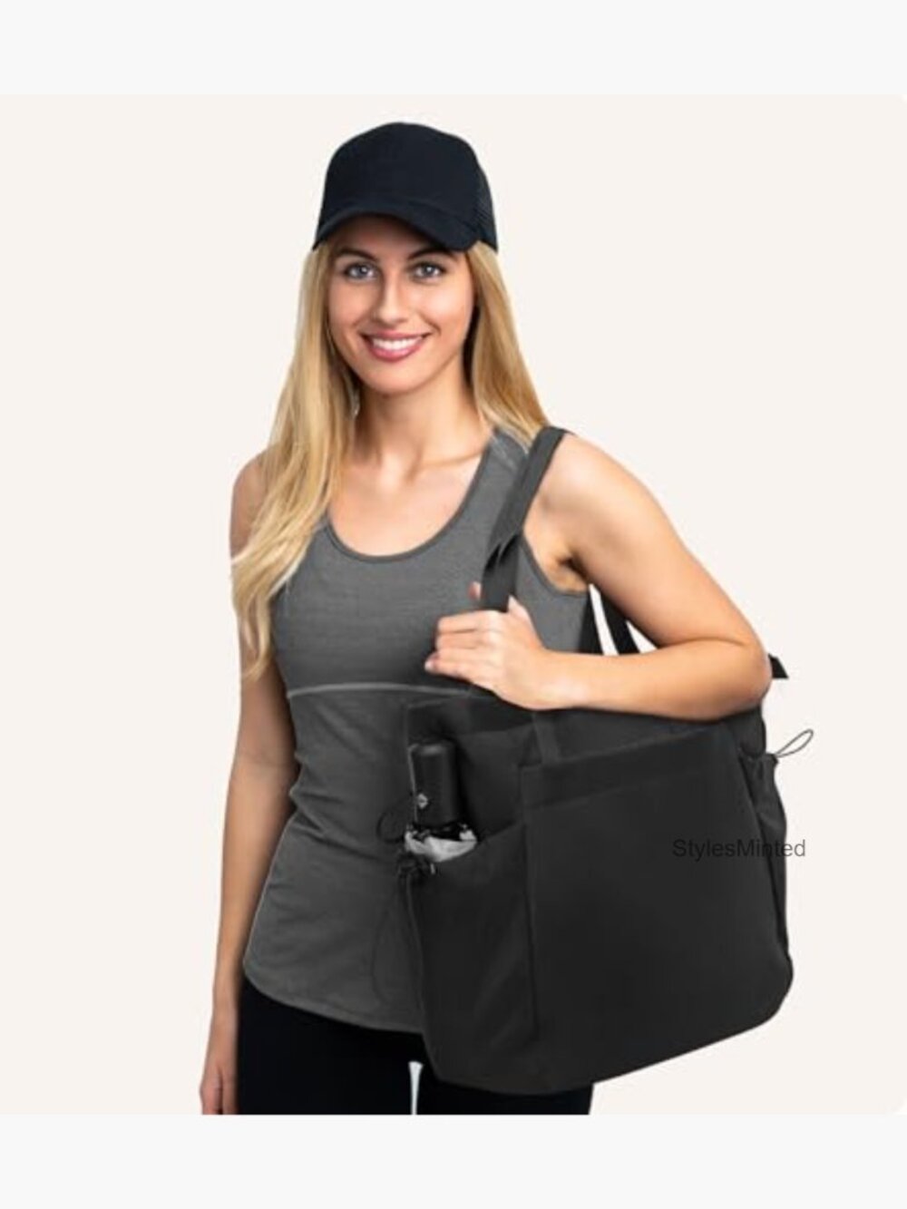 Large Tote Bag Lightweight Travel Work Gym Handbag with Zipper - Picture 7 of 7